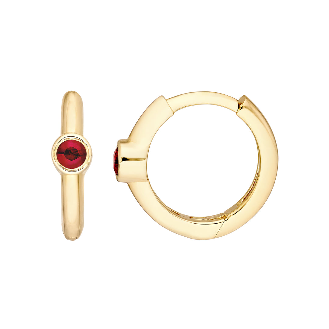 Ruby Bezel Mini Hoops