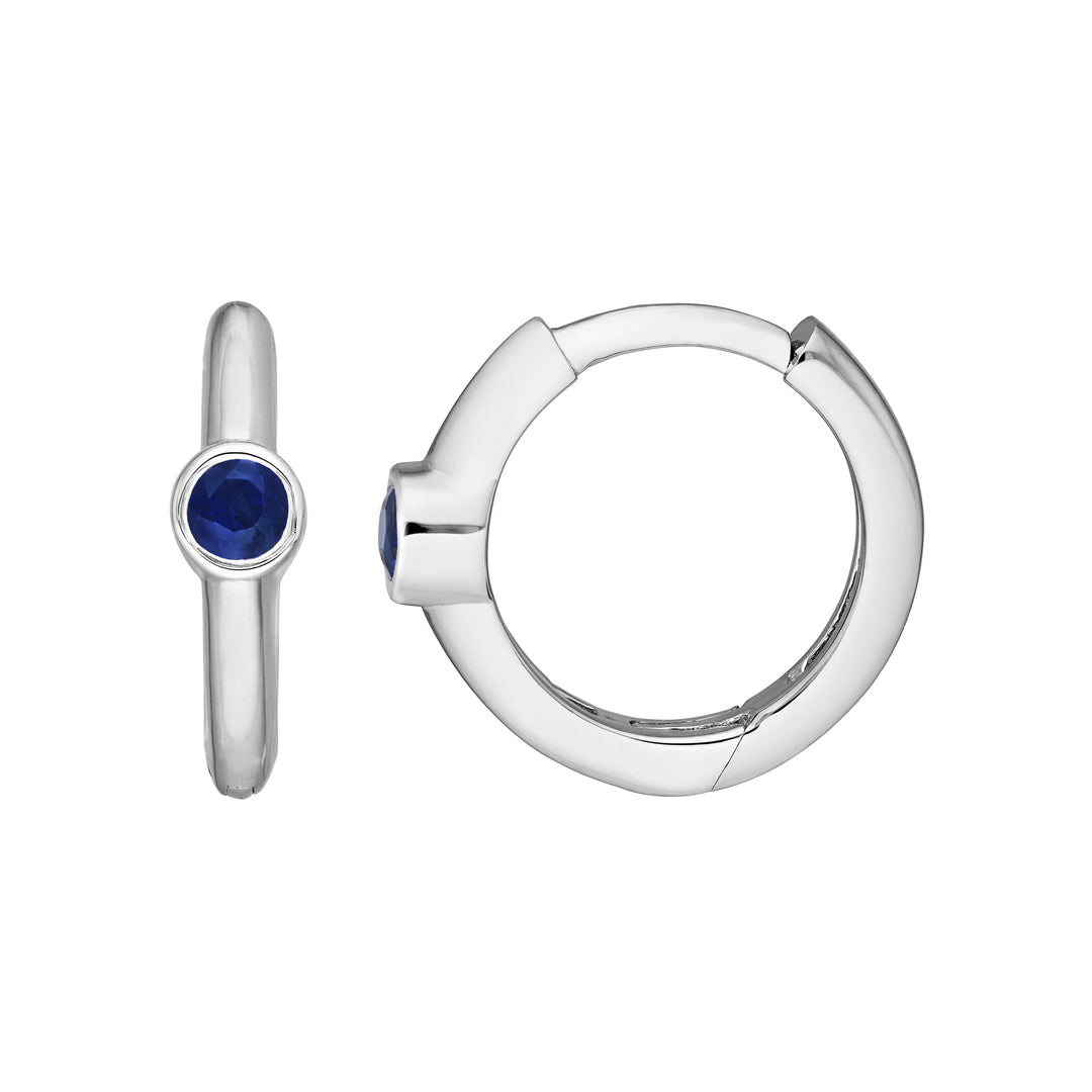 Sapphire Bezel Mini Hoops