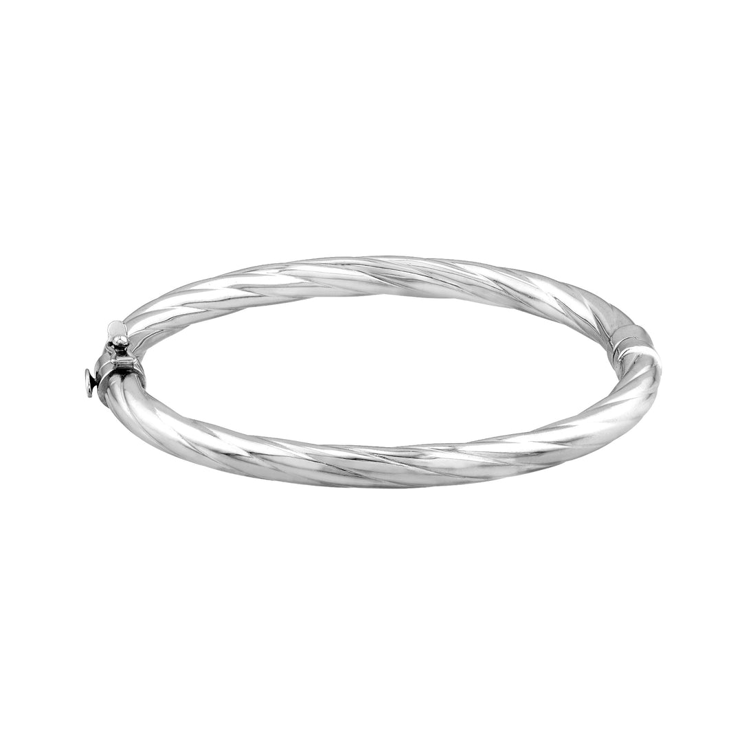 Sterling Silver Twisted Oval Bangle