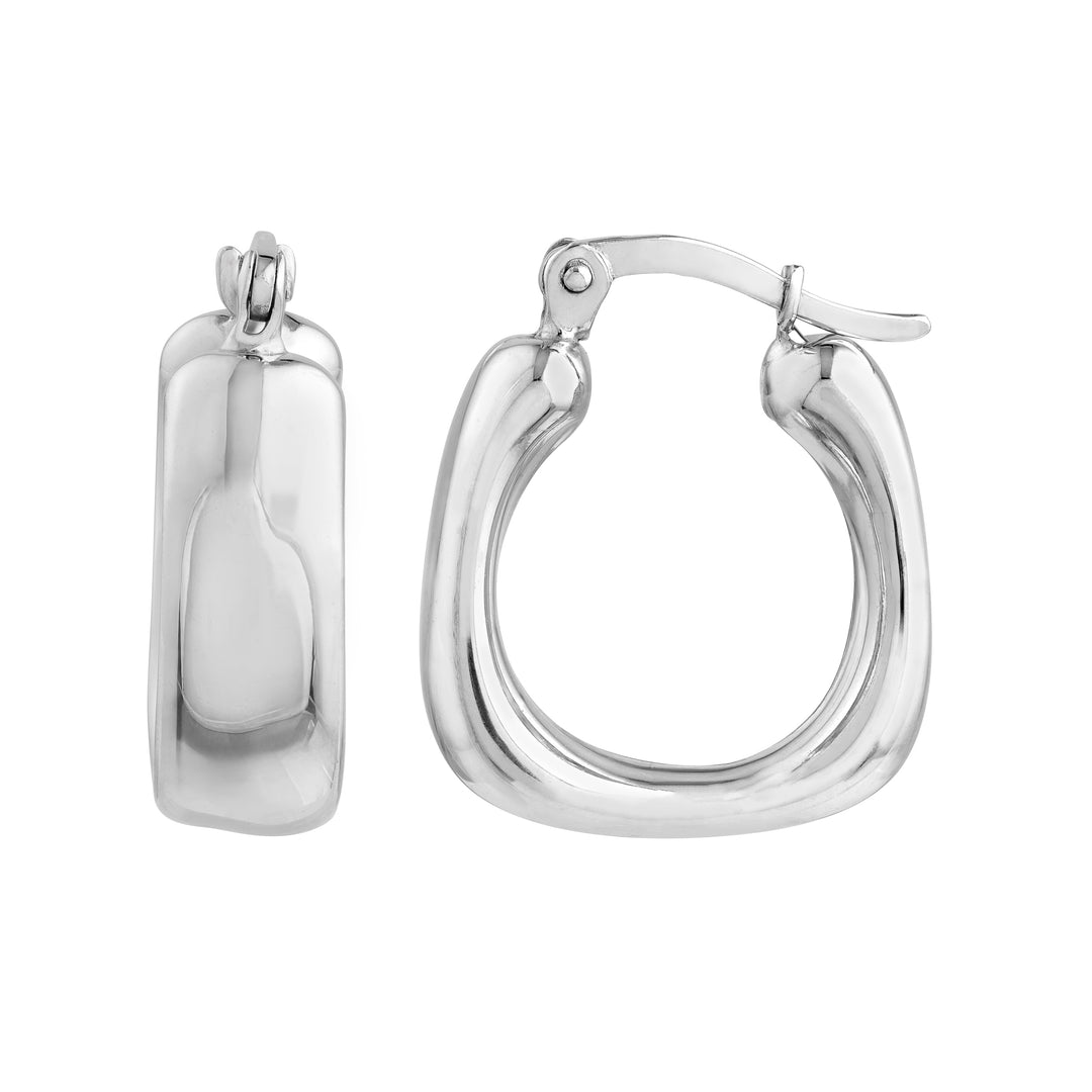 Sterling Silver Polished Square Hoop Earrings