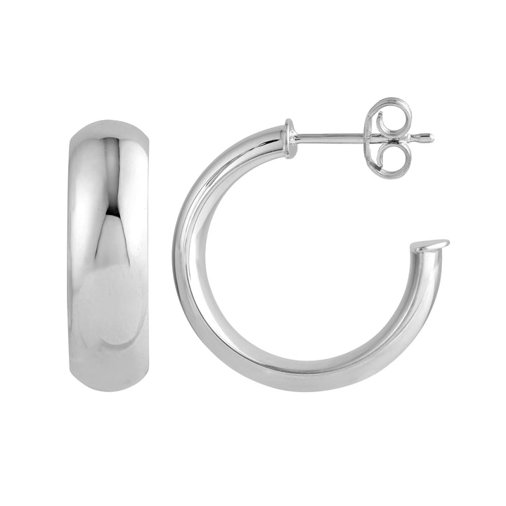 15mm D-Tube Round Hoop Earrings