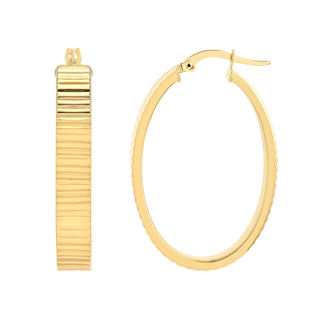 D/C Ridged Rectangle Tube Hoop Earrings