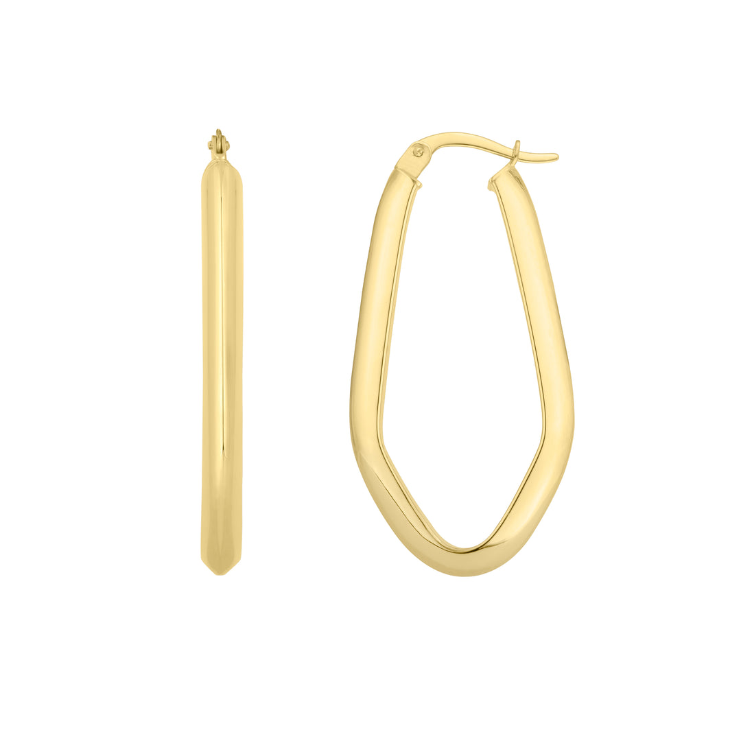 10K Geometric Oval Hoop Earring